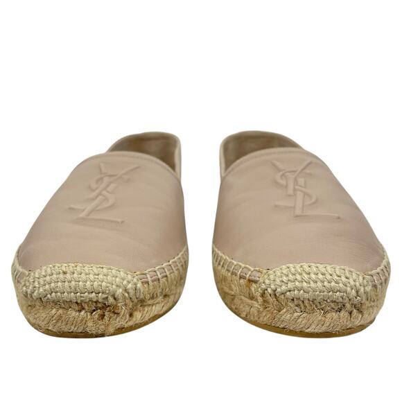 Saint Laurent Logo Monogram Nappa Leather Espadrilles Rose Poudre Size 38 - Picture 6 of 16